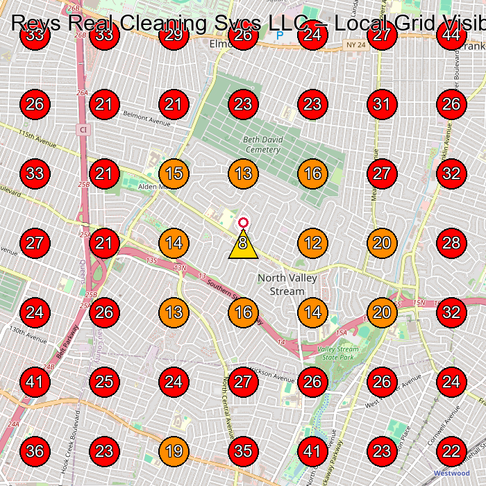 Reys Real Cleaning Svcs LLC GeoGrid visibility map for House Cleaning Service in Queens